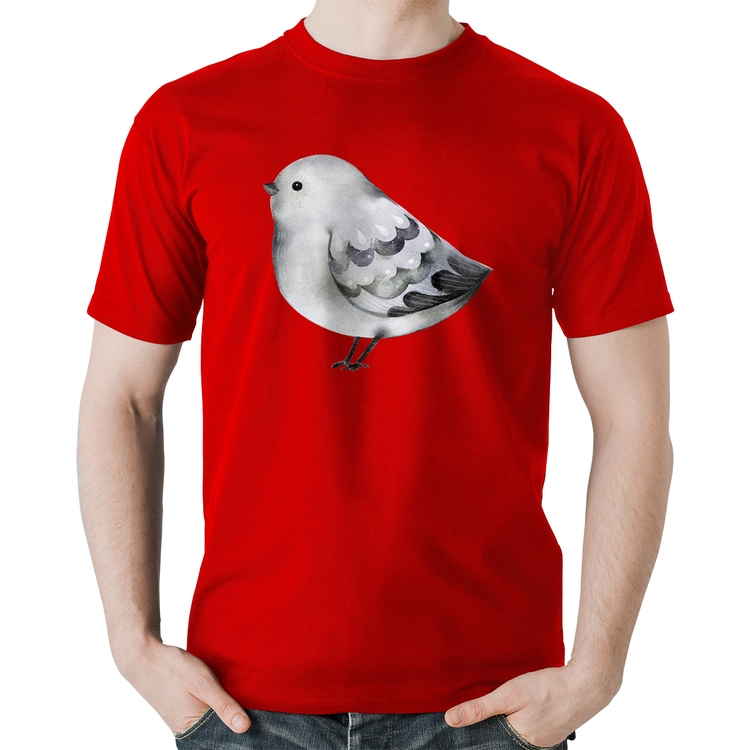 Camiseta Algodão Pássaro Arte - Vermelha