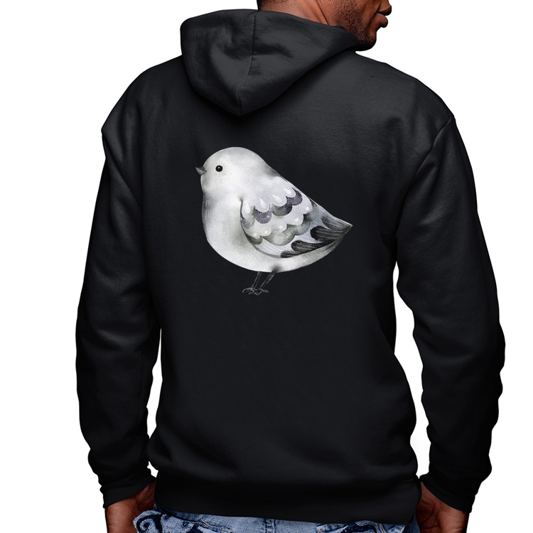 Blusa Moletom Pássaro Arte Masculina com Capuz e Zíper