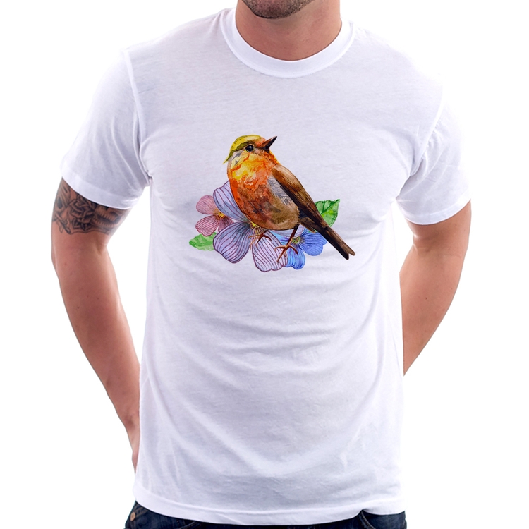 Camiseta Pássaro e Flores