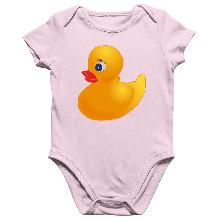 Body Bebê Algodão Patinho de Borracha - Rosa Bebê
