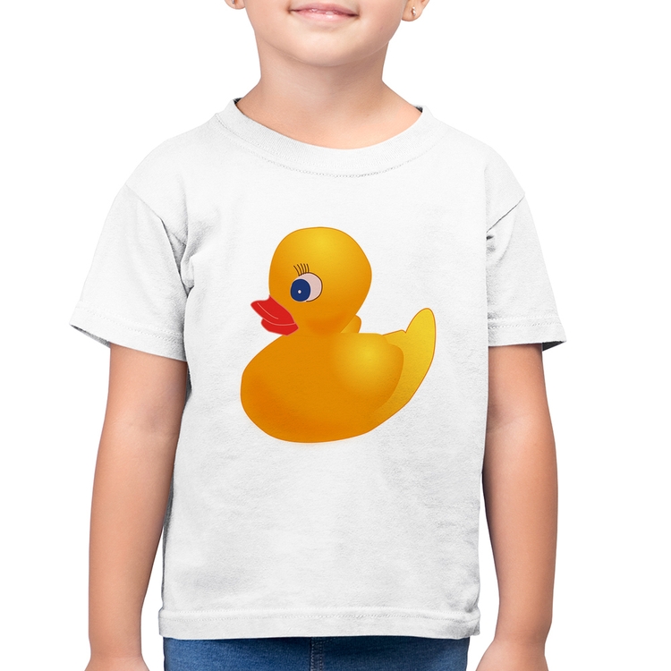 Camiseta Algodão Infantil Patinho de Borracha - Branca
