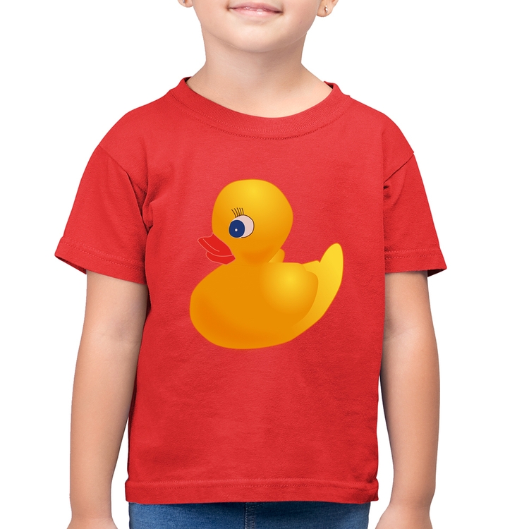 Camiseta Algodão Infantil Patinho de Borracha - Vermelha