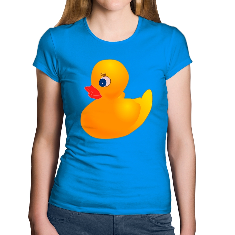 Baby Look Algodão Patinho de Borracha - Azul