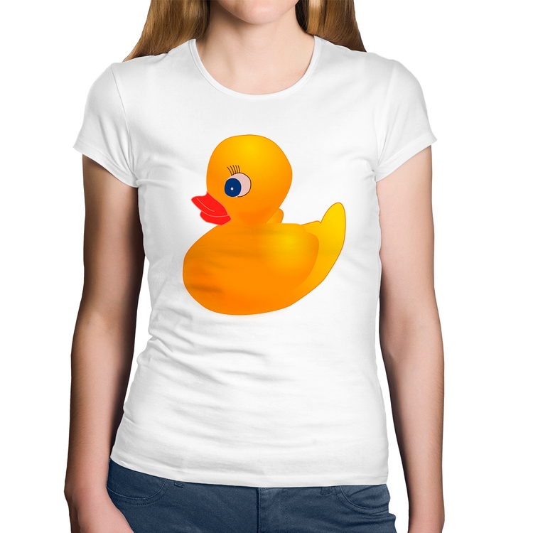 Baby Look Algodão Patinho de Borracha - Branca