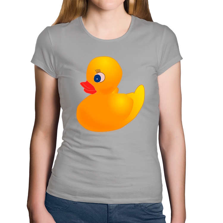 Baby Look Algodão Patinho de Borracha - Cinza