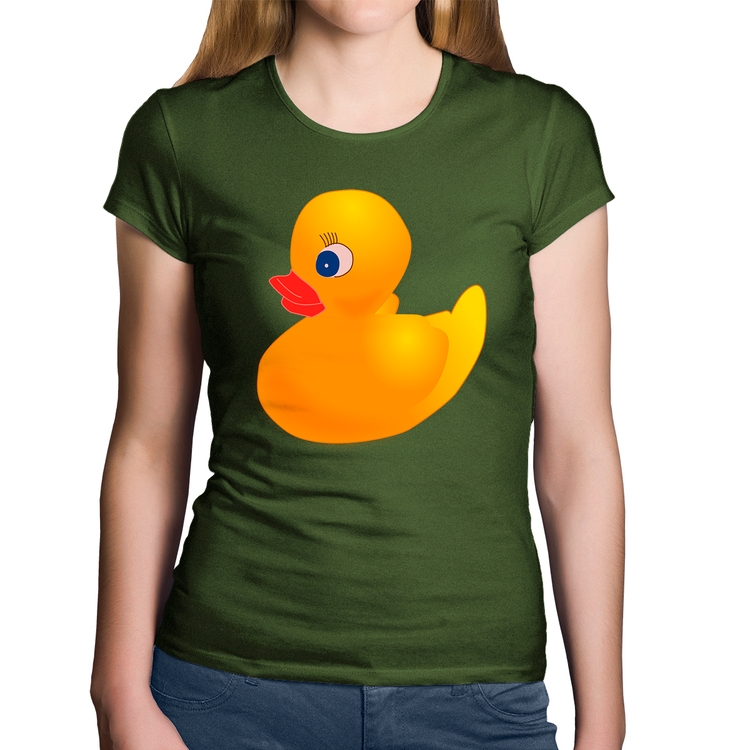 Baby Look Algodão Patinho de Borracha - Musgo