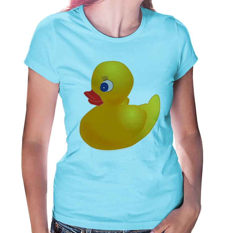 Baby Look Patinho de Borracha - Azul Bebê