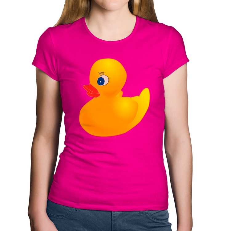 Baby Look Algodão Patinho de Borracha - Rosa