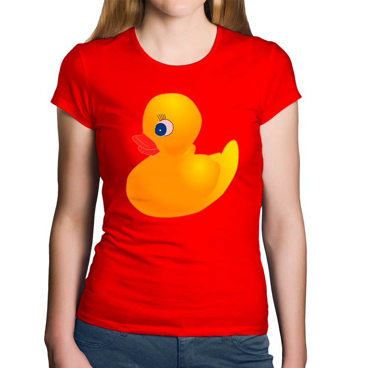 Baby Look Algodão Patinho de Borracha - Vermelha