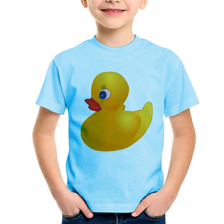 Camiseta Infantil Patinho de Borracha - Azul Bebê