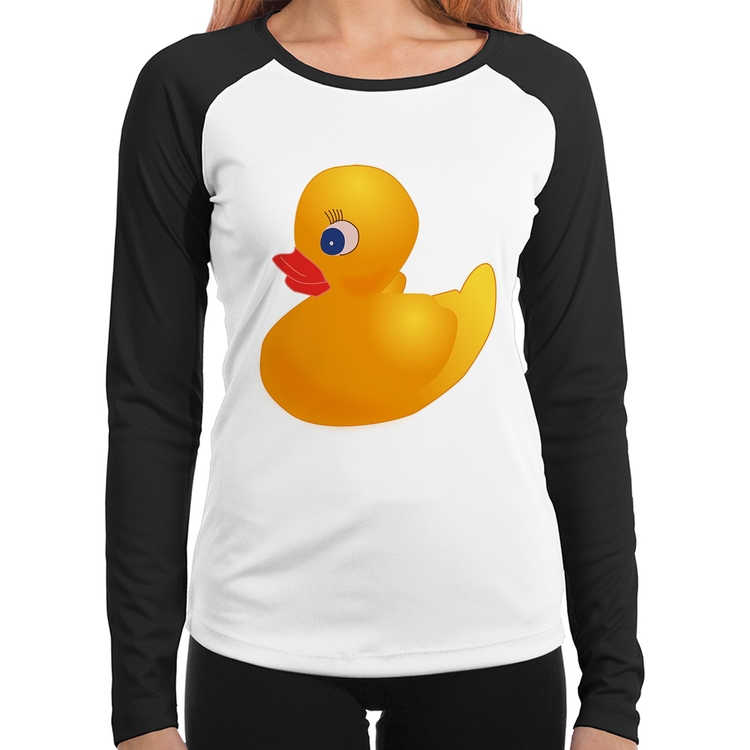 Baby Look Raglan Patinho de Borracha Manga Longa