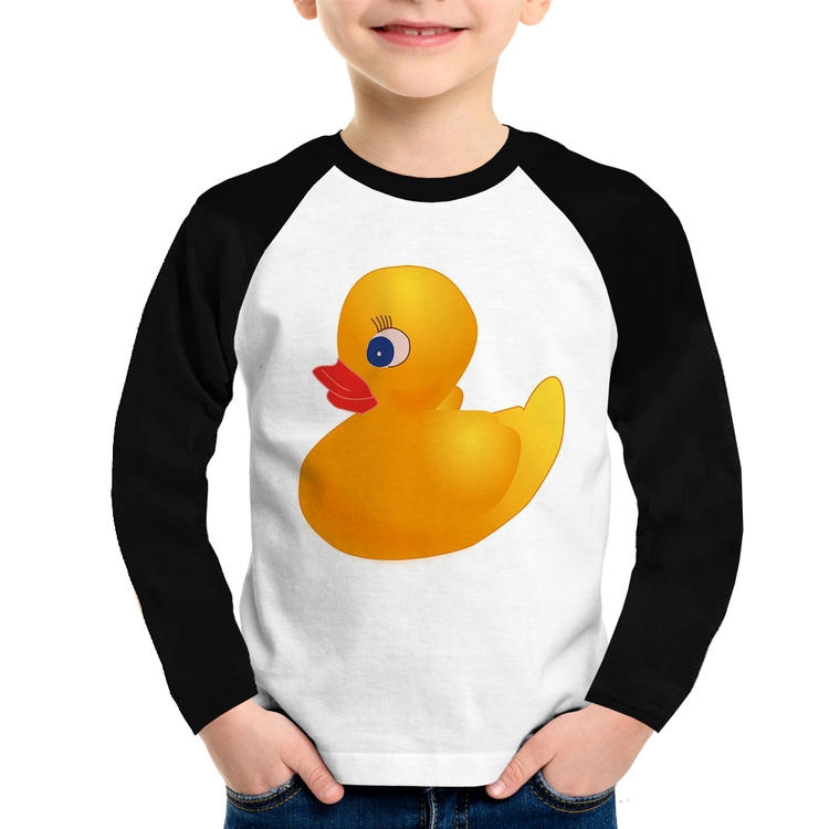 Camiseta Raglan Infantil Patinho de Borracha Manga Longa