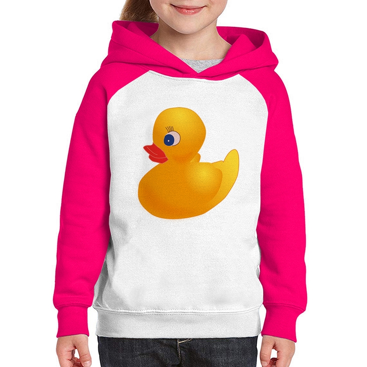 Moletom Infantil Patinho de Borracha - Branco/Rosa