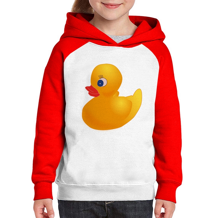 Moletom Infantil Patinho de Borracha - Branco/Vermelho