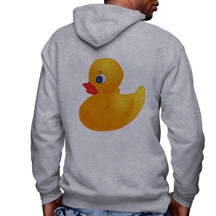 Blusa Moletom Patinho de Borracha Masculina com Capuz e Zíper - Mescla