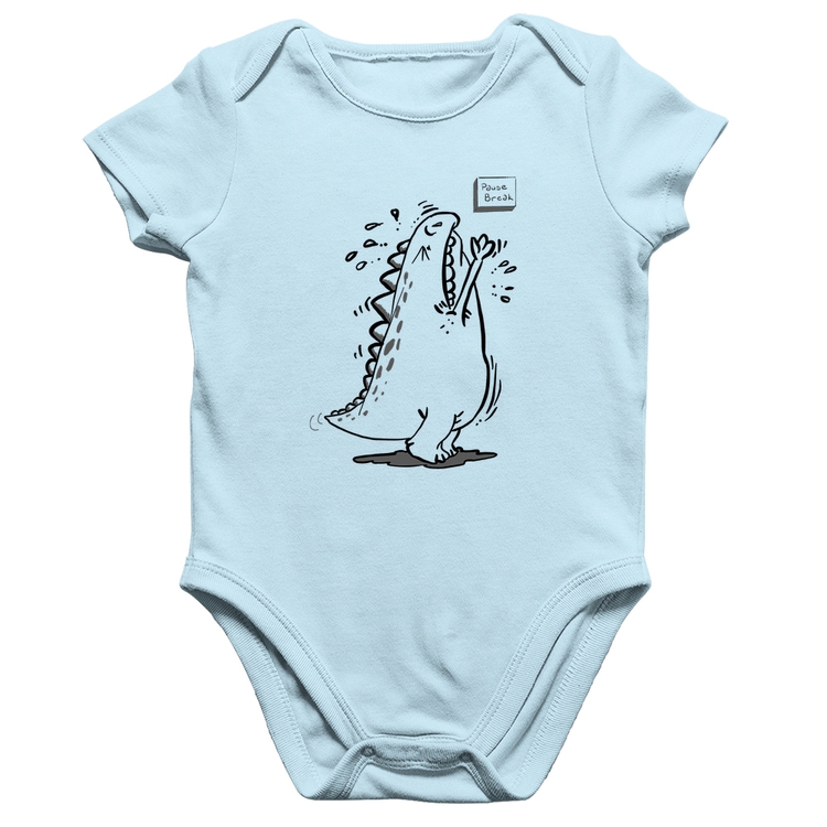 Body Bebê Algodão Pause Break - Azul Bebê