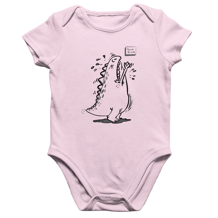 Body Bebê Algodão Pause Break - Rosa Bebê