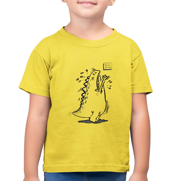 Camiseta Algodão Infantil Pause Break - Amarelo Canário