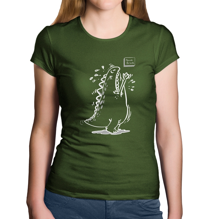 Baby Look Algodão Pause Break - Musgo