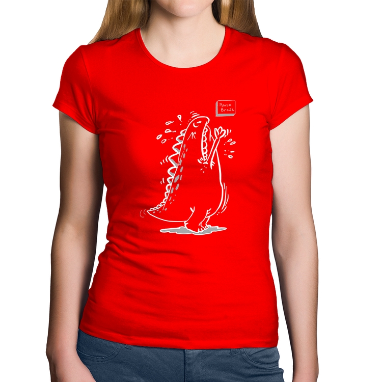 Baby Look Algodão Pause Break - Vermelha