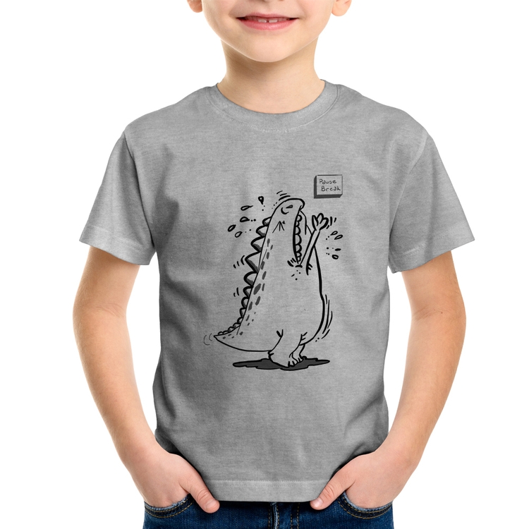 Camiseta Infantil Pause Break - Cinza