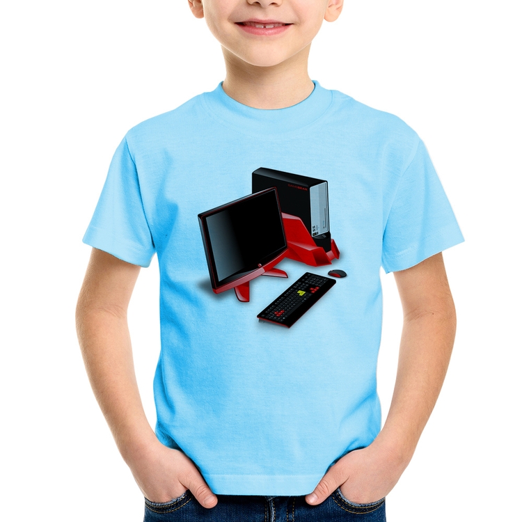 Camiseta Infantil PC Gamer - Azul Bebê