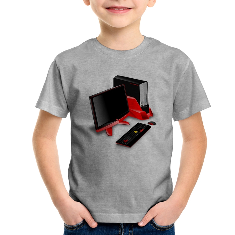 Camiseta Infantil PC Gamer - Cinza