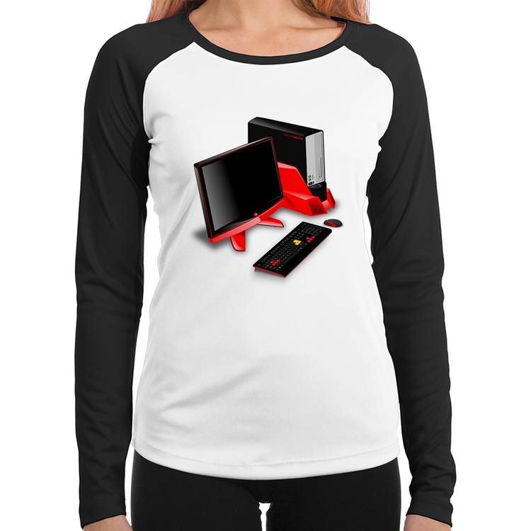 Baby Look Raglan PC Gamer Manga Longa