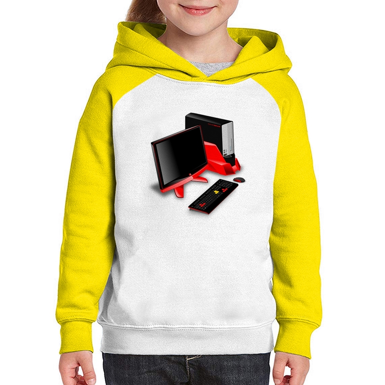 Moletom Infantil PC Gamer - Branco/Amarelo