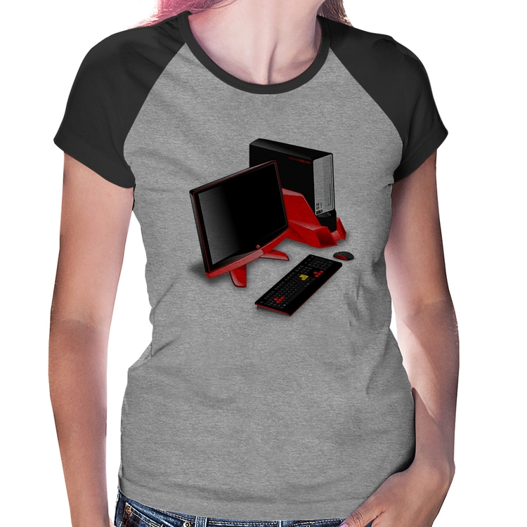 Baby Look Raglan PC Gamer - Cinza/Preto