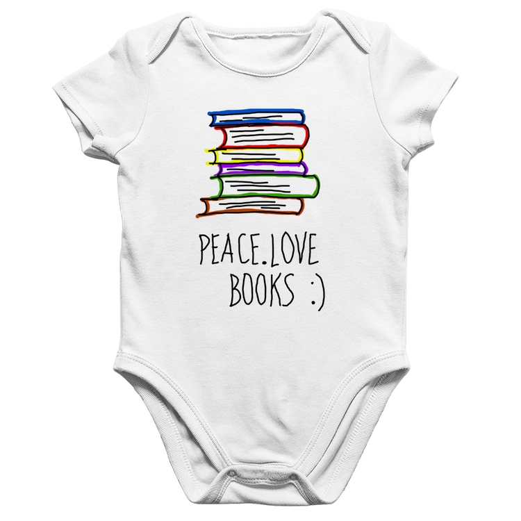 Body Bebê Algodão Peace Love Books - Branco