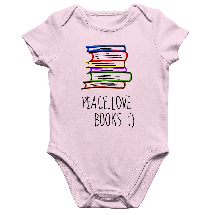 Body Bebê Algodão Peace Love Books - Rosa Bebê