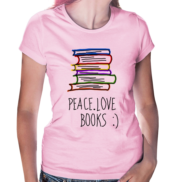 Baby Look Peace Love Books - Rosa Bebê