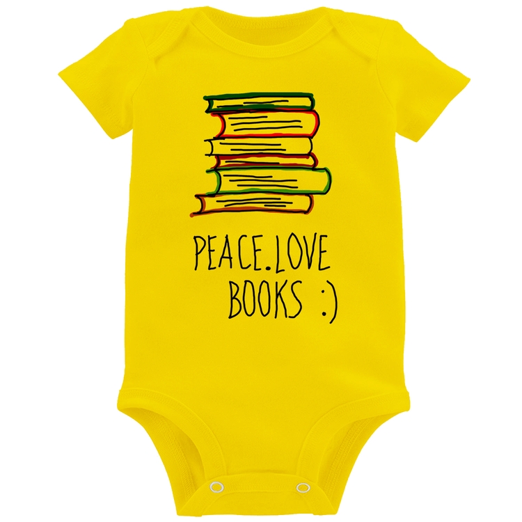 Body Bebê Peace Love Books - Amarelo