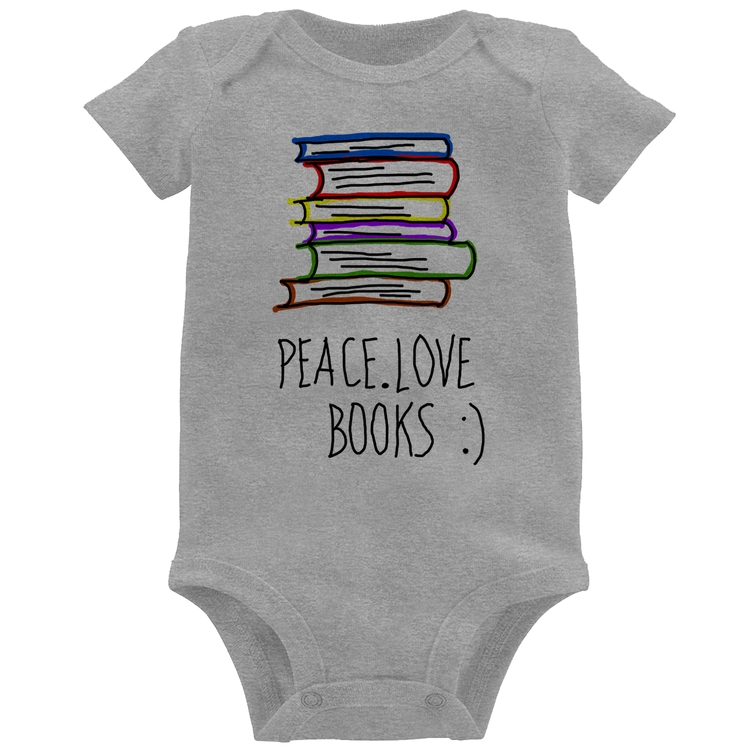 Body Bebê Peace Love Books - Cinza