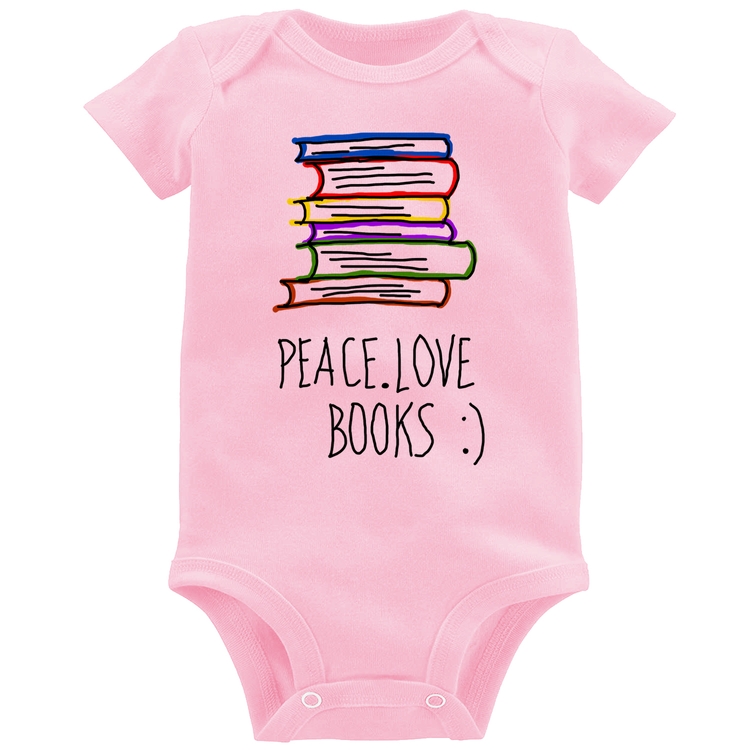 Body Bebê Peace Love Books - Rosa Bebê