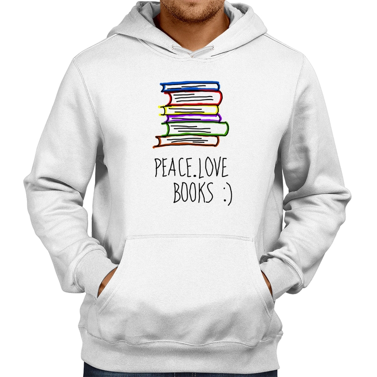 Moletom Peace Love Books - Branco