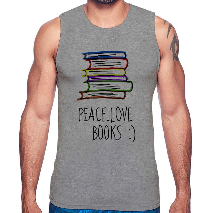 Regata Peace Love Books - Cinza