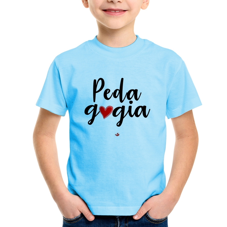 Camiseta Infantil Pedagogia por amor - Azul Bebê