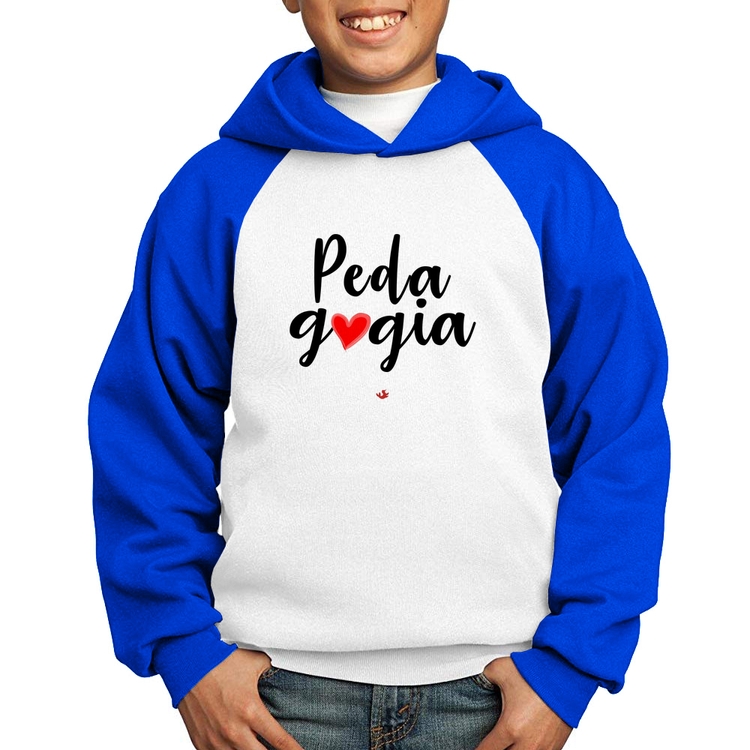 Moletom Infantil Pedagogia por amor - Branco/Azul