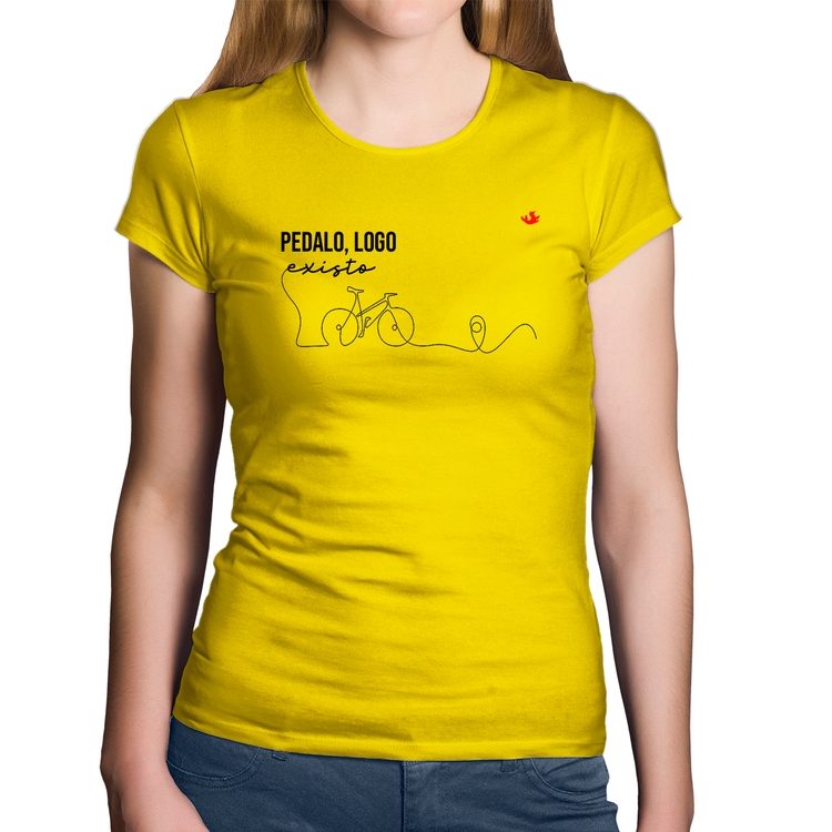 Baby Look Algodão Pedalo, logo existo - Amarela