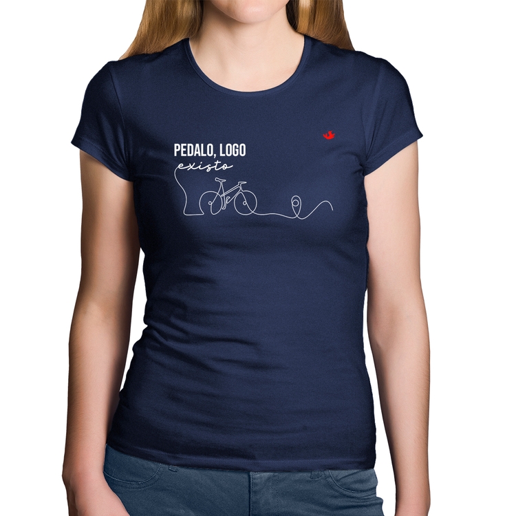 Baby Look Algodão Pedalo, logo existo - Marinho