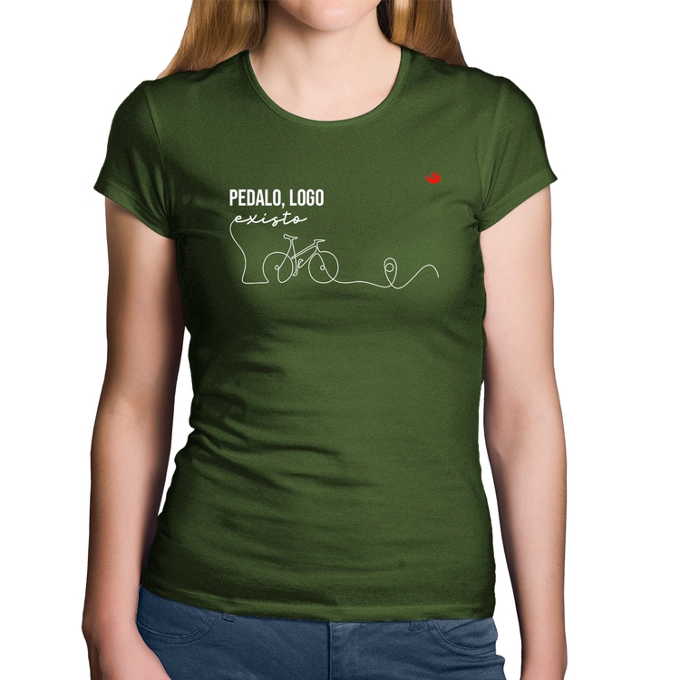 Baby Look Algodão Pedalo, logo existo - Musgo