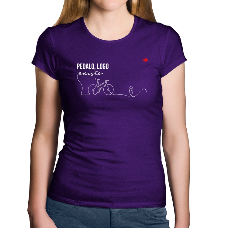 Baby Look Algodão Pedalo, logo existo - Roxa