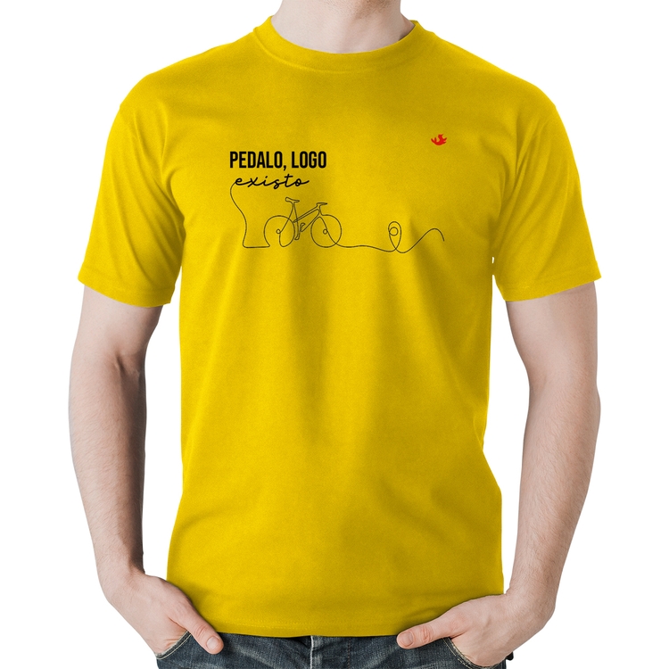 Camiseta Algodão Pedalo, logo existo - Amarela