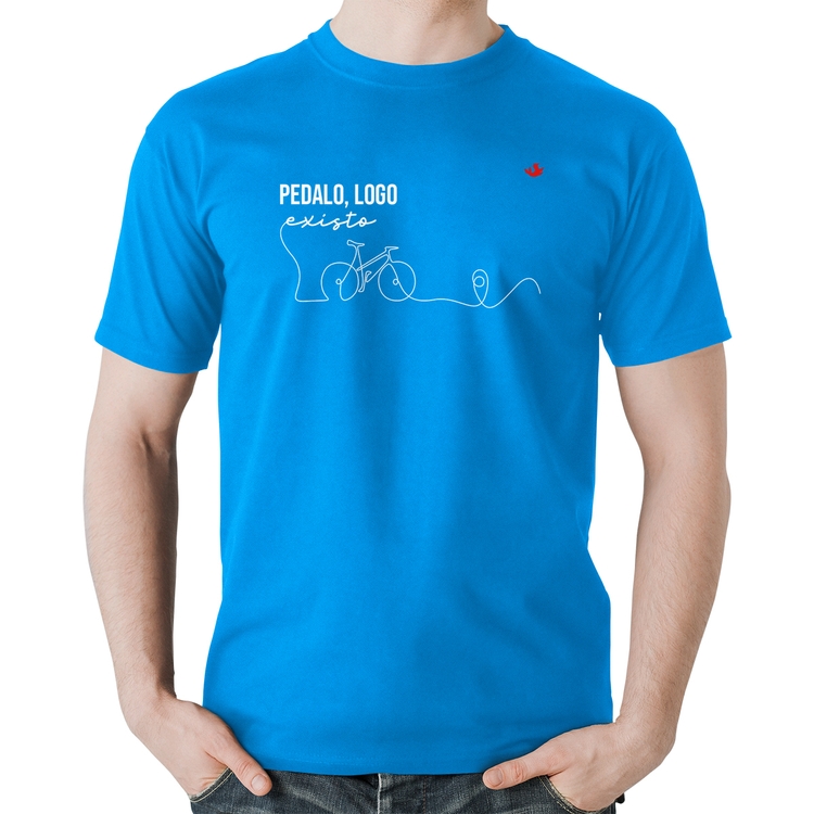 Camiseta Algodão Pedalo, logo existo - Azul