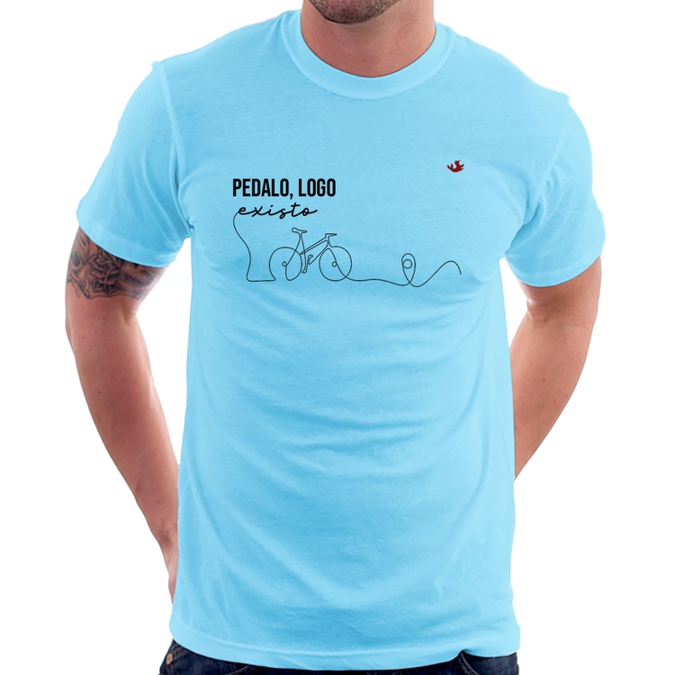 Camiseta Pedalo, logo existo - Azul Bebê
