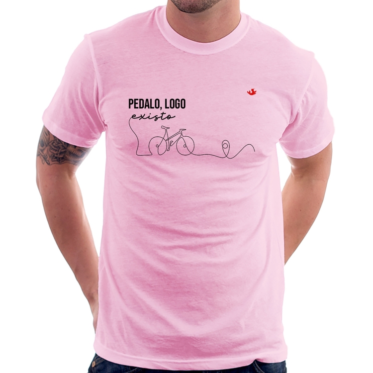 Camiseta Pedalo, logo existo - Rosa Bebê