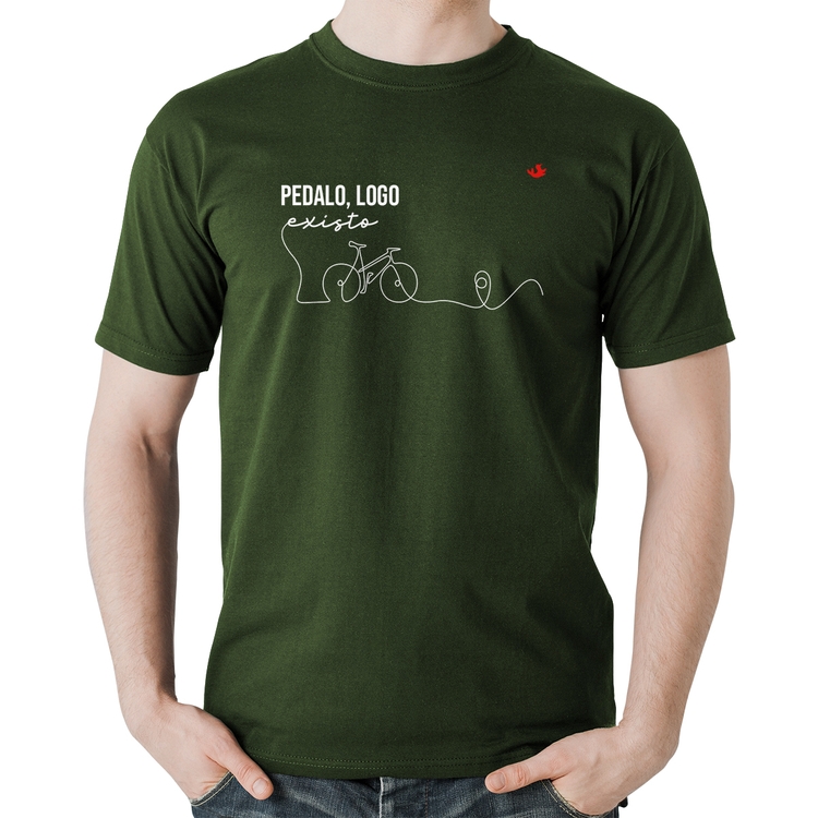 Camiseta Algodão Pedalo, logo existo - Musgo
