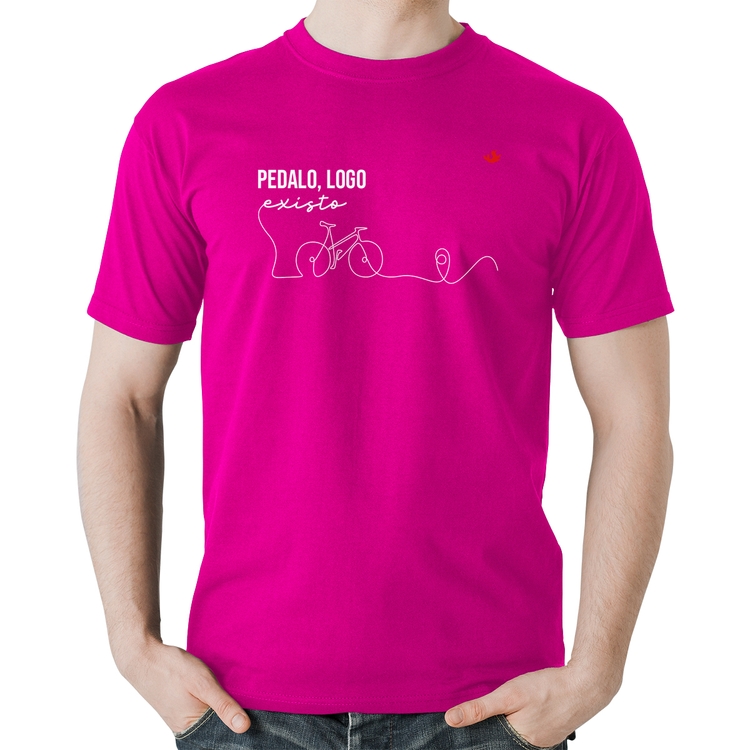 Camiseta Algodão Pedalo, logo existo - Rosa